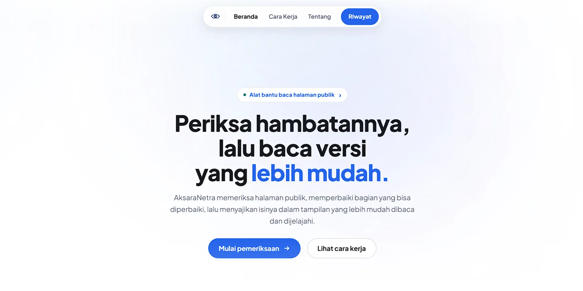 AksaraNetra accessibility audit dashboard